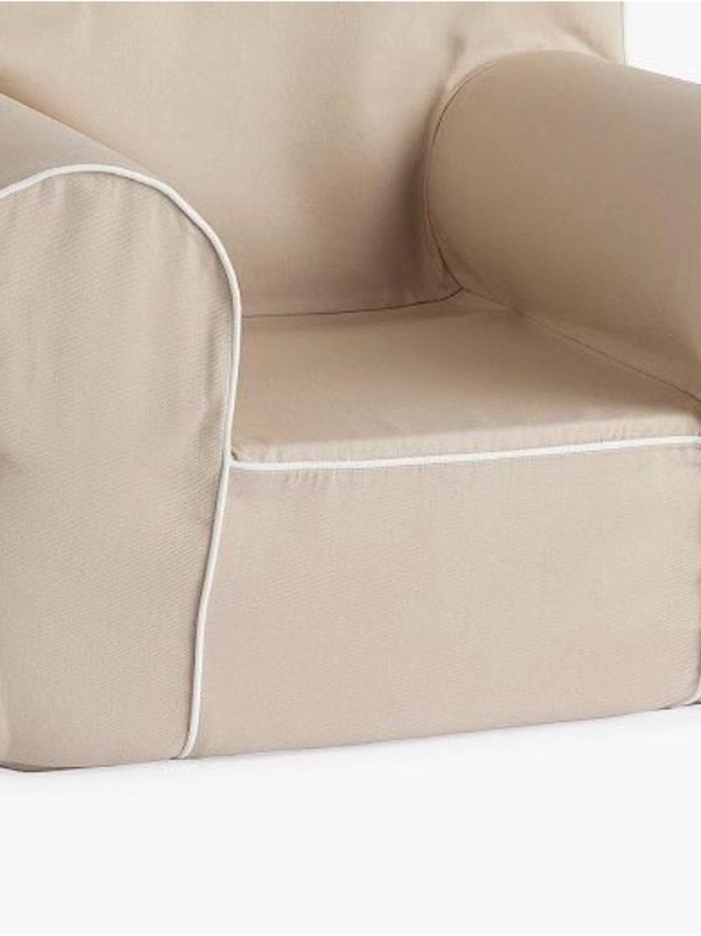 Pottery Barn Kids Anywhere Chair Oatmeal W/ White Piping Twill Cover NEW NWOT